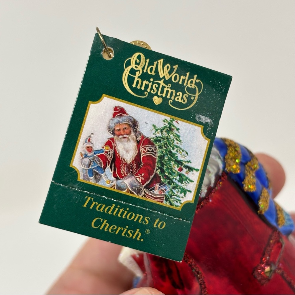 Old World Christmas OWC Caroling Santa Glass Ornament NWT - Picture 2 of 3